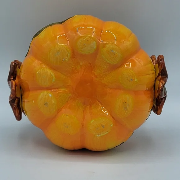 Ceramic Pumpkin Bowls Set of 2 Fall Harvest Halloween Candy Dish Centerpiece Dec - Picture 13 of 16